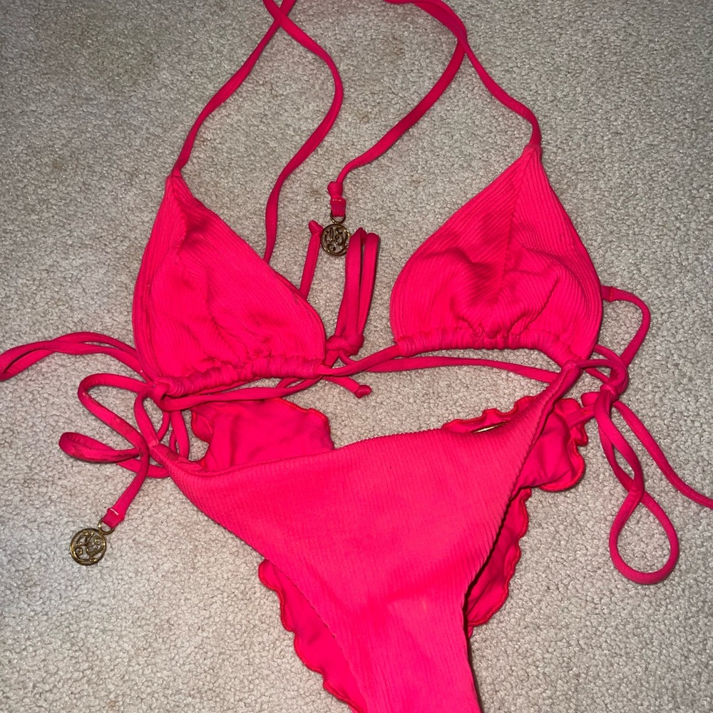 Luli Fama Neon Pink Bikini Set
